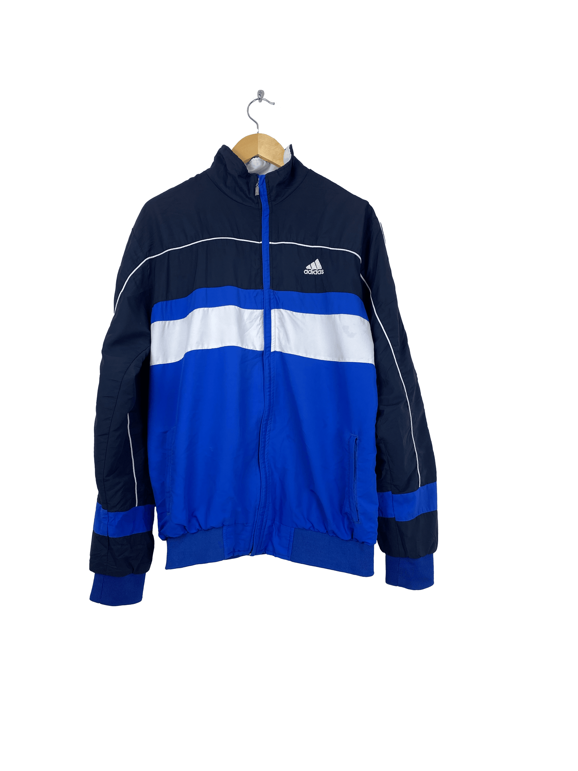 Adidas trainingsjasje blauw wit - vintageskipakkennl