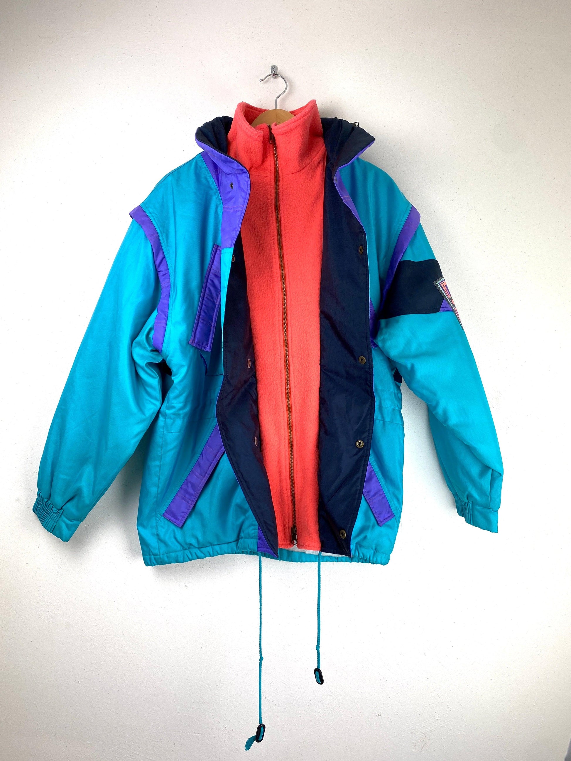 Sergio Tacchini turquoise ski-jas - vintageskipakkennl