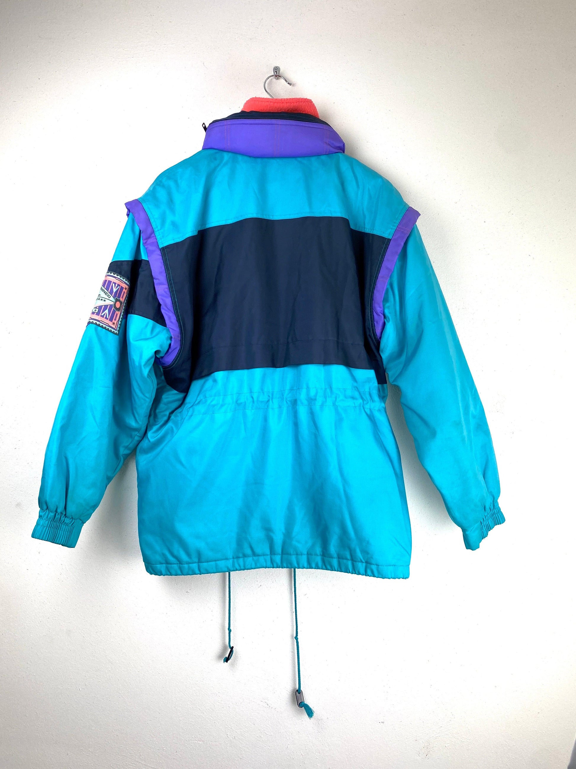 Sergio Tacchini turquoise ski-jas - vintageskipakkennl