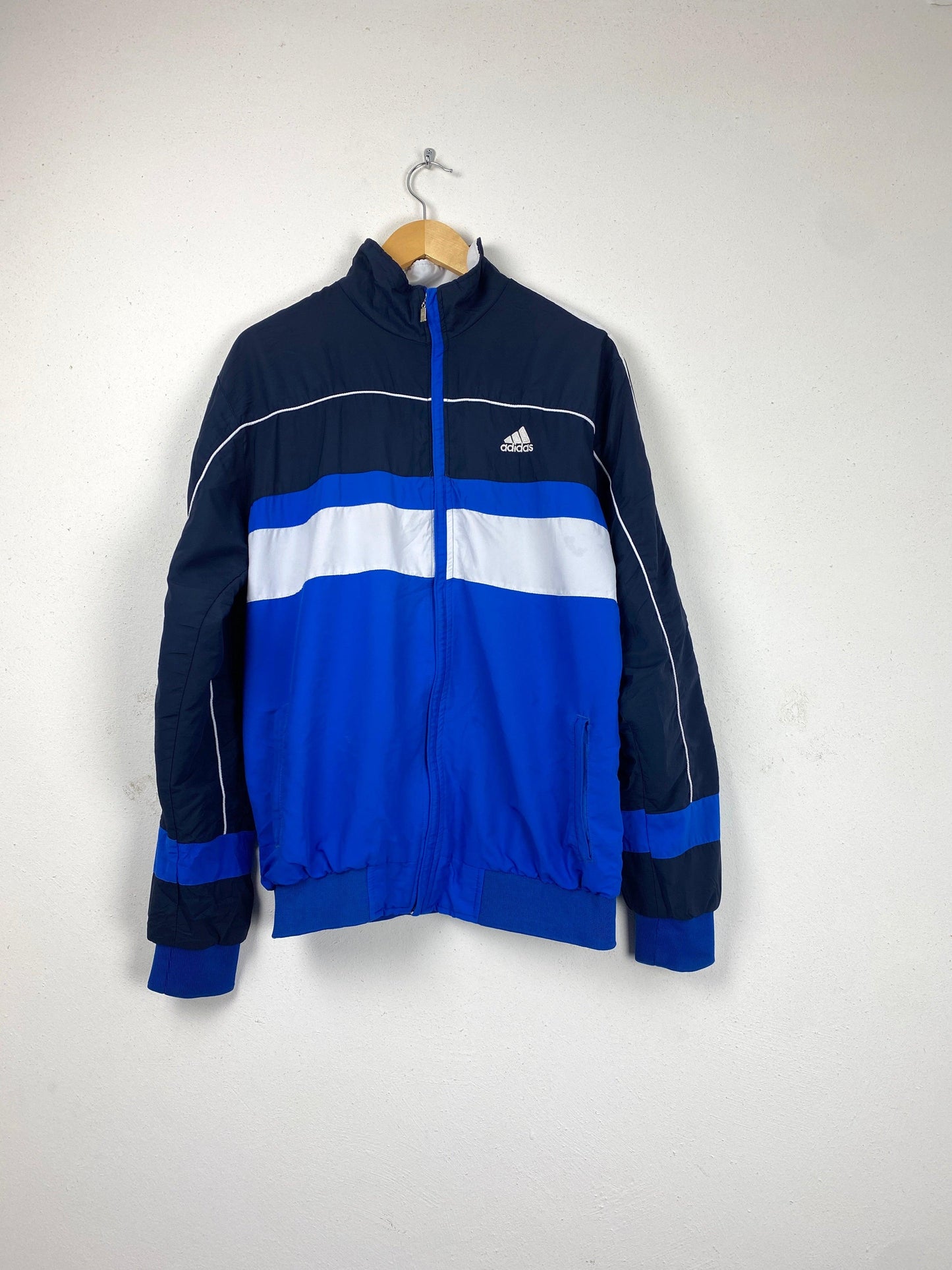 Adidas trainingsjasje blauw wit - vintageskipakkennl