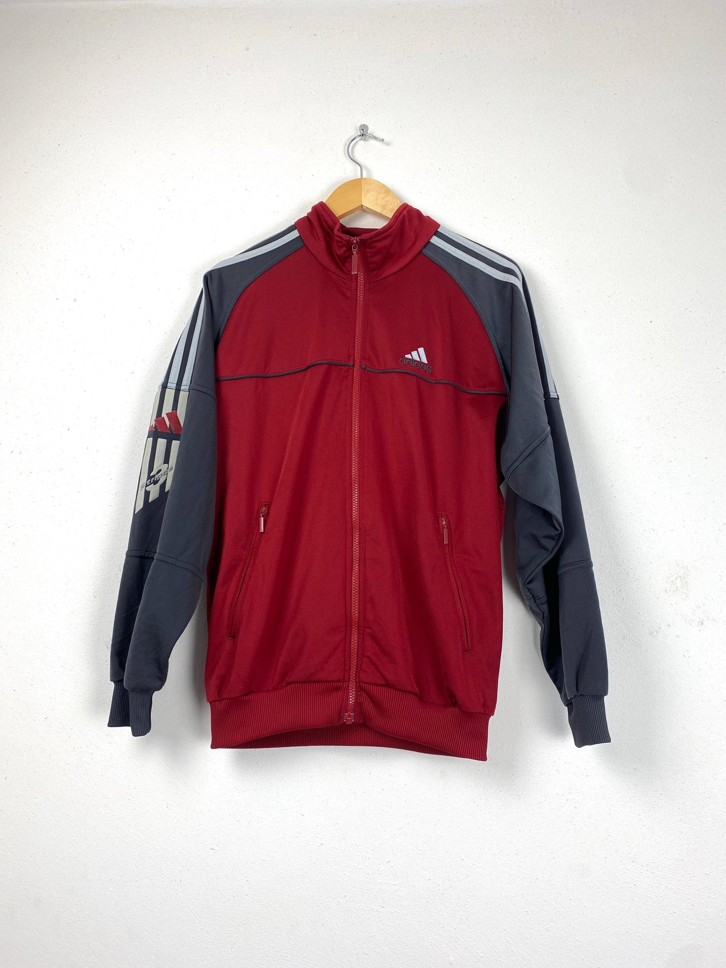 Adidas trainingsjasje rood grijs - vintageskipakkennl